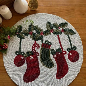 Handmade Glass Beaded <b>Coasters</b>-Classic <b>Drink</b> <b>Coasters</b> with Polyester Backing (4x4 Inch) for Church & Religious Gifts - Product Image 1