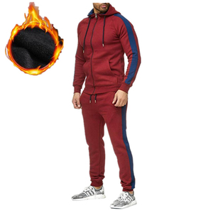 Hombres Otoño Invierno Casual Sólido Conjuntos Raya Cremallera Chándales Sudadera Pantalones Jogging Ropa Traje Deportivo Chándales para hombres OEM - Product Image 5