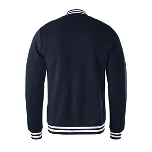 Chaqueta Varsity Azul Marino para Hombre, Color Sólido, Cierre de Botones, Estilo Preppy, Material de Algodón, Cuello Camisero, Corte Regular, para Otoño - Product Image 5