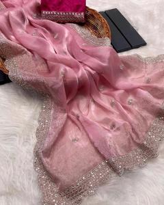 El último y deslumbrante Sari de diseñador indio, el último Sari tradicional exclusivo, ropa de fiesta elegante, ropa de novia, Sari llamativo - Product Image 2