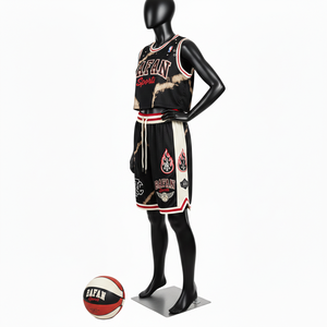 Ensemble short et maillot de basket-ball pour femmes, tissu en maille polyester respirant de qualité supérieure, 160 GSM, panneaux latéraux contrastés, logo personnalisé, ensembles pour femmes - Product Image 4