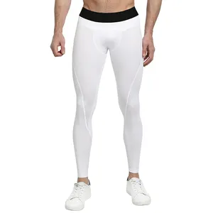 Изготовленные на заказ компрессионные брюки белого цвета 100% полиэфирной ткани эластичные штаны для бега трусцой
