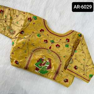 Blusa de Sari de seda fantasma multicolor de trabajo de bordado pesado de diseñador indio ropa de fiesta de mujer lista para usar - Product Image 5