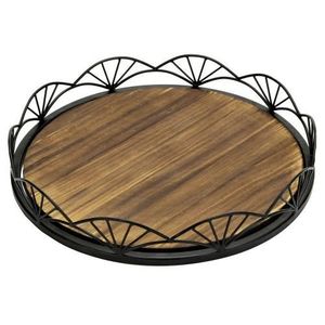 <b>Kitchen</b> <b>Accessories</b> Wooden Serving Tray With Metal Handle Cheaper Flatware Dinnerware Household Christmas <b>Decorative</b> Tray - Product Image 1