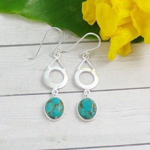 Natural Turquoise Gemstone Solid 925 Sterling <b>Silver</b> Handmade Fine <b>Silver</b> <b>Drop</b> <b>Earrings</b> Rhodium Plated Trendy Jewelry - Product Image 5