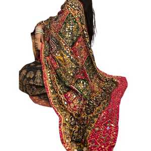 High Quality Indian Phulkari Hand Embroidered <b>Silk</b> Ethnic Long Dupatta <b>Shawl</b> Floral Design Handmade Beautiful Color Scarf Women - Product Image 1