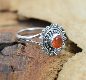 Anillo de piedras preciosas de cornalina de Plata de Ley 925, joyería hecha a mano, anillo de estilo bohemio de plata, joyería para mujer, regalo de boda para esposa - Product Image 3