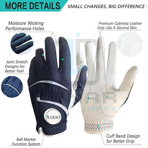 Haute qualité et conception confortable main droite marron Cabretta cuir Golf Grip respirant gants de Golf petits trous autour des doigts - Product Image 4