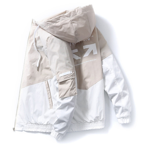 Vêtements d'extérieur de baseball universitaire vintage, manteau à capuche, parka slim et léger, veste imprimée à la mode pour hommes avec fermeture éclair - Product Image 1