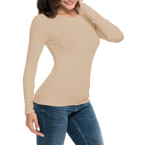 Camiseta de Manga Larga 100% Algodón para Mujer, Camiseta de Manga Larga con Logotipo Personalizado para Mujer, Camisetas Básicas de Estilo Urbano - Product Image 3