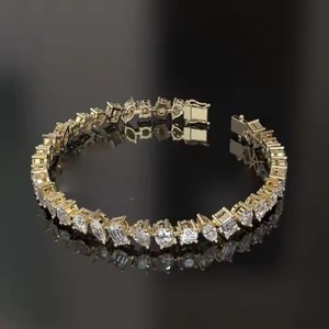 Pulsera de tenis de diamantes cultivados en laboratorio para mujeres y hombres, pulsera de tenis de diamantes de corte mixto para boda, pulsera de diamantes de oro sólido - Product Image 3
