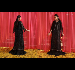 2025 nureh ชุดเดรสผ้าชีฟอง4ชิ้นตกแต่งและปักลายหรูหราพร้อมชุด dupatta pakistani salwar kameez - Product Image 3