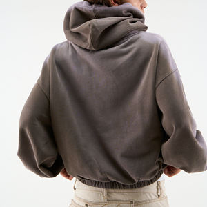 Sweat à capuche oversize épais uni en molleton 100% coton, effet délavé vintage, style streetwear, épaules tombantes - Product Image 4