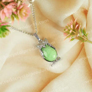 จี้หินคริสตัลธรรมชาติรูปนกฮูกพร้อมสายโซ่โลหะ - Product Image 6