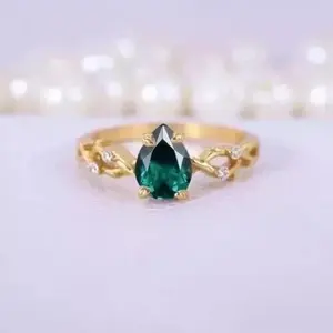 Bague de fiançailles pour femme, taille poire 3,00 carats, argent 925, plaqué or jaune, blanc ou rose 14 carats, moissanite, cadeaux Tishya Diamond - Product Image 4