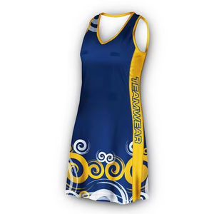 Uniforme de netball pour femmes sur mesure en gros, de haute qualité, sublimation, respirant, séchage rapide, extensible dans les 4 sens, col en V, sans manches - Product Image 3