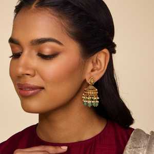 Boucles d'oreilles pendantes vintage en or 18 carats 188905, forme de pompon en turquoise et corail antique, plaqué or, pour femme, 29g, serti clos - Product Image 3