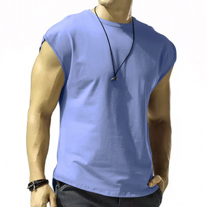 Camisetas para hombre, camisetas informales para hombre, cuello redondo, sin mangas, de Color sólido, camisetas deportivas de secado rápido, camisetas holgadas para hombre - Product Image 1