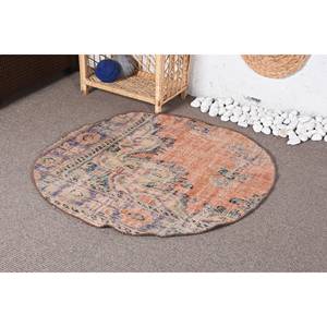 Alfombra de retales de lana Vintage, naranja, azul, hecha a mano, área grande, patrón rectangular, 3,3x3,3 pies, látex duradero, bambú, seda, poliéster - Product Image 3