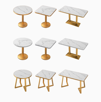 Meubles de restaurant personnalisables Table à manger en bois imitant le pied en métal de conception de marbre-pour les cafés provenant directement de l'usine