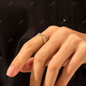 Nueva Llegada 14K Oro Sólido Eternity Band Vintage Hoja Grabado Wedding Band Delicado Botánico Real Gold Fiestas Aniversarios - Product Image 3