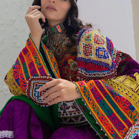 Nouvelle Arrivée 2025 – Robe Afghane Kuchi Mi-Longue Ample à Manches Longues Entièrement Brodé Style Vintage Respirante Faite à la Main pour Femme