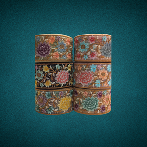 Encaje Bordado Floral Colorido Impresionante (Tul de Algodón) Ecológico con Detalles Intrincados, Encaje Honey Elegante para Vestidos de Novia - Product Image 1