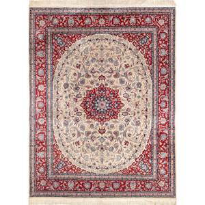 พรมขนสัตว์ถักมือลายเมดัลเลียนสีแดงและสีส้ม รูปทรงสี่เหลี่ยมผืนผ้า สำหรับห้องนั่งเล่นในบ้าน ทำด้วยมือ เหมาะสำหรับวัยรุ่น - Product Image 1