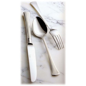 Ensemble de couverts de luxe de haute qualité en acier inoxydable argenté au design moderne avec long manche doré pour restaurant et mariage - Product Image 6