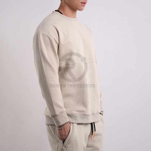 Sweat-shirt uni pour hommes poids lourd lavé à l'acide marque à la mode sweat-shirt personnalisé couleur unie imprimé lavé remuer style col rond - Product Image 5