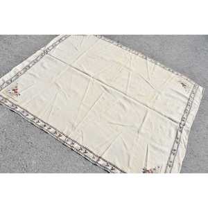 พรมตุรกีโบราณ ขนาด 5.1x6.1 ฟุต พรมขนสัตว์โมร็อกโกสีขาวแดง - Product Image 3