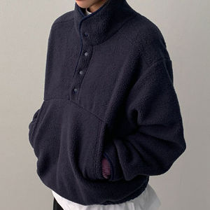 Hoodie Casual Oversize <b>Warm</b> Sweatshirt Button-up Stand Neck <b>Jumper</b> Sherpa Fleece Pullover Top for Women hoodies for Women - Product Image 2