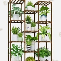 Support mural à 3 niveaux en bambou pour plantes, étagère suspendue pour fleurs, organisateur de rangement écologique intérieur/extérieur pour balcon et salon