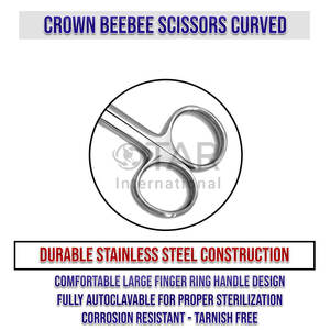 Tijeras Crown Beebee de 4,25 pulgadas, instrumentos médicos quirúrgicos dentales curvos, microtijeras de acero inoxidable, cirugía Oral Periodontal - Product Image 2