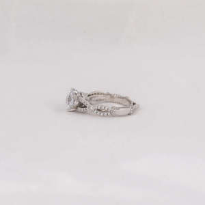 1.0 CT Round Cut Lab Grown Diamond 18KT Solid White Gold Cluster Setting Engagement <b>Ring</b> With Round Cut Side Diamond <b>Ring</b> - Product Image 2
