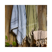Serviette de plage turque Peshtemal rayée blanche 60% coton écologique compressée séchage rapide vente en gros personnalisée marque privée