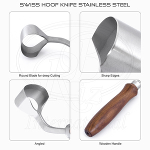 ริซโบร อินเตอร์เนชั่นแนล สำหรับมีดตัดกีบสัตว์ ใบมีดสแตนเลส J <span class=keywords><strong>2</strong></span> ใบมีด ด้ามไม้แบบใช้ซ้ำได้ เครื่องมือตัดแต่งกีบม้าสำหรับช่างตัดแต่งกีบ มาตรฐาน ISO CE - Product Image 5