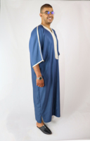 Gandoura marocaine de luxe pour hommes en bleu Robes caftan faites à la main 10 OEM Lavable Traditionnel Personnalisé Accepté OEM Avaliab