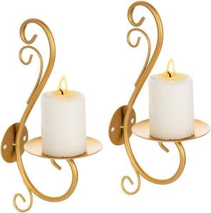 Porte-bougie en fer doré de qualité supérieure, support décoratif pour bougie, pour hôtel, restaurant et décoration intérieure - Product Image 6