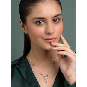 NOVAMART Fine Pure Silver Flower Mangalsutra Necklace with for Zirconia Beads Gold Plated Ethnic Religious Gift Jewelry <b>Wife</b> Who - Product Image 4
