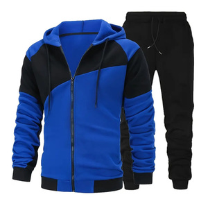 Ensemble de survêtement personnalisé pour homme 2026 – Veste zippée à capuche et pantalon de jogging color block – Tenue de sport fitness – Vente en gros OEM - Product Image 1