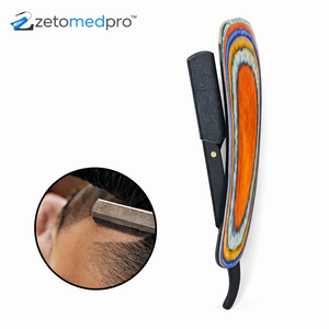 Rasoir droit professionnel avec manche bleu, lame en acier inoxydable de haute qualité - Product Image 2