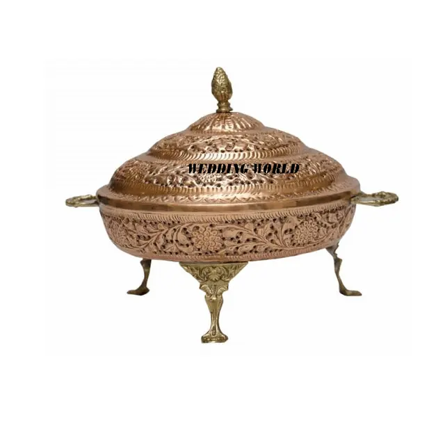 Réchaud en cuivre de haute qualité Design personnalisé Hôtel Ware Réchauffeur de nourriture Classique Élégant Vente chaude De Luxe Plat de nourriture en cuivre