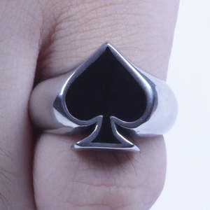 Anillo de motociclista con forma de pala de acero inoxidable para hombre, talla 8-14, color plateado, SR93 - Product Image 1