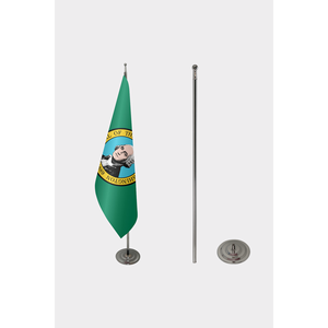 Drapeau d'intérieur officiel de Washington 3x5 pieds, imprimé numériquement sur tissu en polyester soyeux avec mât en aluminium - Product Image 2