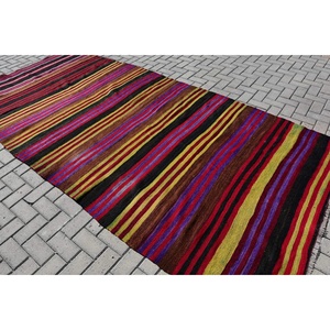 Alfombra Turca Kilim, Alfombra Vintage de 5.2x11.8 pies, Alfombra Oriental Roja de Lana - Product Image 4