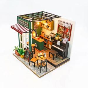 2024 Hongda PC2311คาเฟ่ยามบ่ายชุดบ้านตุ๊กตาไม้ DIY บ้านตุ๊กตาจิ๋วพร้อมไฟ - Product Image 3