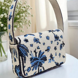 Sac à perles multicolores avec poignée, sac à main, sac à main décontracté, artisanat indien, fait à la main, sac baguette, - Product Image 1