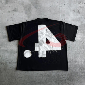 Personalizado de alta calidad desgastado Vintage algodón negro peso pesado gráfico de gran tamaño Boxy camiseta desgastada - Product Image 6