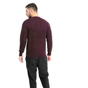 Cardigan da Uomo in Maglia a Treccia Color Vino, Taglia Extra Large, Impermeabile, Autunnale, con Chiusura a Cerniera, Logo Ricamato e Stampa a Righe - Product Image 2